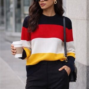 Rag & Bone Colorblock Striped Pima Cotton Crewneck Sweater